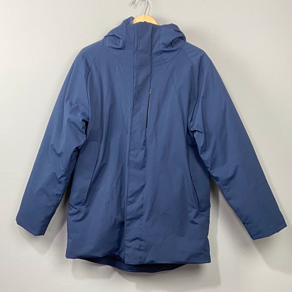 Huckberry PROOF Storm Shield Parka Utility Jacket Size L Hooded Full Zip Navy